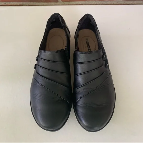 Clarks Channing Haley black leather slip on loafers Women's size US 8.5 M - Picture 3 of 10